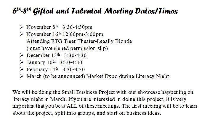 Gifted and Talented Meeting Grades 6-8