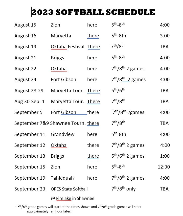 Woodall Fall Softball Schedule